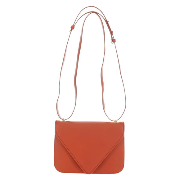 BOTTEGA VENETA Mount Chain Shoulder Bag Leather 2way Orange Gold Auth 190620V