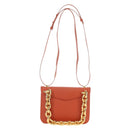 BOTTEGA VENETA Mount Chain Shoulder Bag Leather 2way Orange Gold Auth 190620V-2