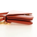 BOTTEGA VENETA Mount Chain Shoulder Bag Leather 2way Orange Gold Auth 190620V-3