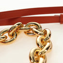 BOTTEGA VENETA Mount Chain Shoulder Bag Leather 2way Orange Gold Auth 190620V-14