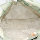 CHANEL Tote Bag Canvas Green Silver CC Auth 190622A-17