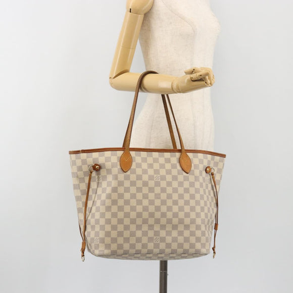 LOUIS VUITTON Damier Azur Neverfull MM Tote Bag N41605 LV Auth 190624