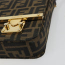 FENDI Zucca Canvas Shoulder Bag Black Brown Auth 190627SAV-10