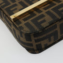 FENDI Zucca Canvas Shoulder Bag Black Brown Auth 190627SAV-11