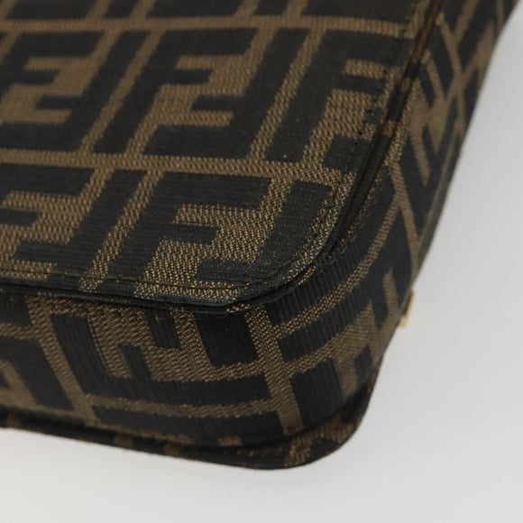 FENDI Zucca Canvas Shoulder Bag Black Brown Auth 190627SAV