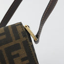 FENDI Zucca Canvas Shoulder Bag Black Brown Auth 190627SAV-14