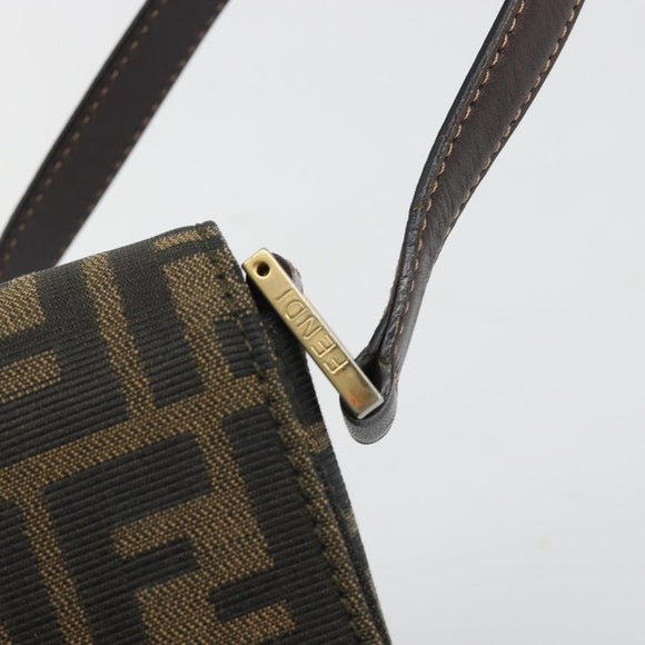 FENDI Zucca Canvas Shoulder Bag Black Brown Auth 190627SAV