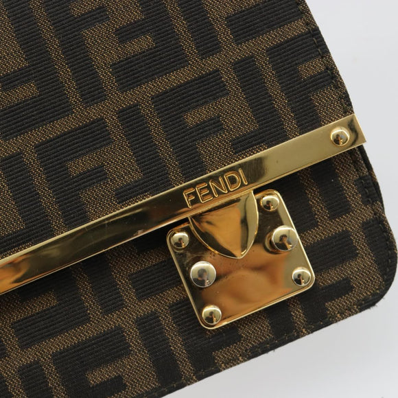 FENDI Zucca Canvas Shoulder Bag Black Brown Auth 190627SAV