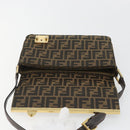 FENDI Zucca Canvas Shoulder Bag Black Brown Auth 190627SAV-16