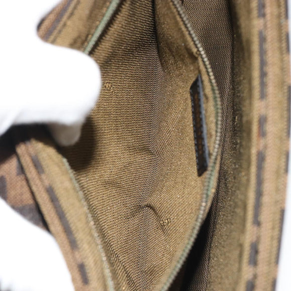 FENDI Zucca Canvas Shoulder Bag Black Brown Auth 190627SAV