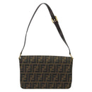 FENDI Zucca Canvas Shoulder Bag Black Brown Auth 190627SAV-3