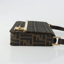 FENDI Zucca Canvas Shoulder Bag Black Brown Auth 190627SAV-4