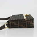 FENDI Zucca Canvas Shoulder Bag Black Brown Auth 190627SAV-5