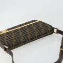 FENDI Zucca Canvas Shoulder Bag Black Brown Auth 190627SAV-6