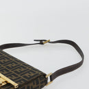 FENDI Zucca Canvas Shoulder Bag Black Brown Auth 190627SAV-8