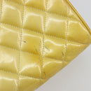 CHANEL Vanity Hand Bag Patent Leather Yellow Silver CC Auth 190628-9