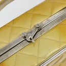 CHANEL Vanity Hand Bag Patent Leather Yellow Silver CC Auth 190628-19