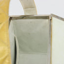 CHANEL Vanity Hand Bag Patent Leather Yellow Silver CC Auth 190628-22