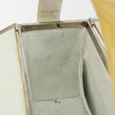 CHANEL Vanity Hand Bag Patent Leather Yellow Silver CC Auth 190628-23