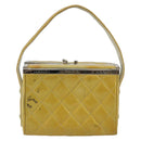 CHANEL Vanity Hand Bag Patent Leather Yellow Silver CC Auth 190628-13