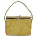 CHANEL Vanity Hand Bag Patent Leather Yellow Silver CC Auth 190628-2