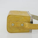 CHANEL Vanity Hand Bag Patent Leather Yellow Silver CC Auth 190628-3