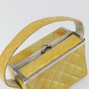 CHANEL Vanity Hand Bag Patent Leather Yellow Silver CC Auth 190628-6
