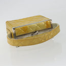 CHANEL Vanity Hand Bag Patent Leather Yellow Silver CC Auth 190628-7