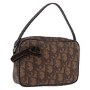 Christian Dior Trotter Canvas Hand Pouch PVC Brown Silver Auth 190629V-1