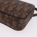 Christian Dior Trotter Canvas Hand Pouch PVC Brown Silver Auth 190629V-11