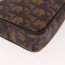 Christian Dior Trotter Canvas Hand Pouch PVC Brown Silver Auth 190629V-12