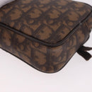 Christian Dior Trotter Canvas Hand Pouch PVC Brown Silver Auth 190629V-13