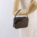 Christian Dior Trotter Canvas Hand Pouch PVC Brown Silver Auth 190629V-20