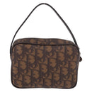 Christian Dior Trotter Canvas Hand Pouch PVC Brown Silver Auth 190629V-3