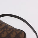 Christian Dior Trotter Canvas Hand Pouch PVC Brown Silver Auth 190629V-8
