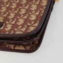 Christian Dior Trotter Canvas Chain Shoulder Bag Red Gold Auth 190630-9