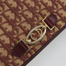 Christian Dior Trotter Canvas Chain Shoulder Bag Red Gold Auth 190630-17