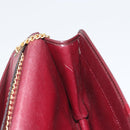 Christian Dior Trotter Canvas Chain Shoulder Bag Red Gold Auth 190630-18
