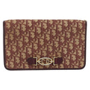 Christian Dior Trotter Canvas Chain Shoulder Bag Red Gold Auth 190630-13