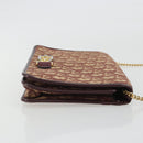Christian Dior Trotter Canvas Chain Shoulder Bag Red Gold Auth 190630-3