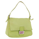 FENDI Mamma Baguette Shoulder Bag Leather Green Silver Auth 190637M-1