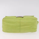 FENDI Mamma Baguette Shoulder Bag Leather Green Silver Auth 190637M-10