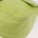 FENDI Mamma Baguette Shoulder Bag Leather Green Silver Auth 190637M-12