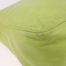 FENDI Mamma Baguette Shoulder Bag Leather Green Silver Auth 190637M-13