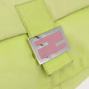 FENDI Mamma Baguette Shoulder Bag Leather Green Silver Auth 190637M-16