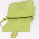 FENDI Mamma Baguette Shoulder Bag Leather Green Silver Auth 190637M-18