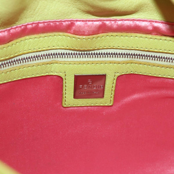 FENDI Mamma Baguette Shoulder Bag Leather Green Silver Auth 190637M