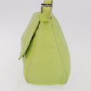 FENDI Mamma Baguette Shoulder Bag Leather Green Silver Auth 190637M-4