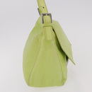 FENDI Mamma Baguette Shoulder Bag Leather Green Silver Auth 190637M-5