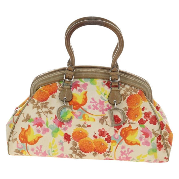 Christian Dior Boston Bag Canvas Multicolor Silver Auth 190638M